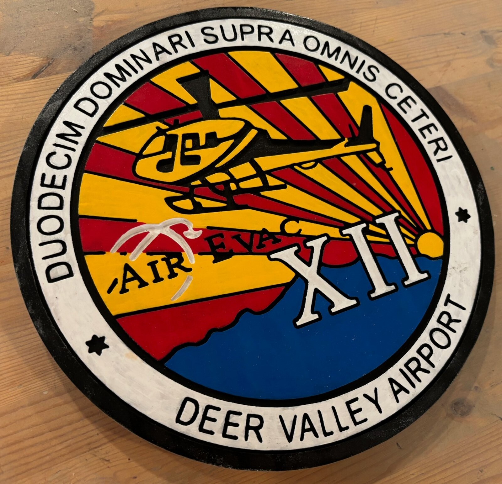 Deer Valley Airport EVAC 3D routed wood patch plaque