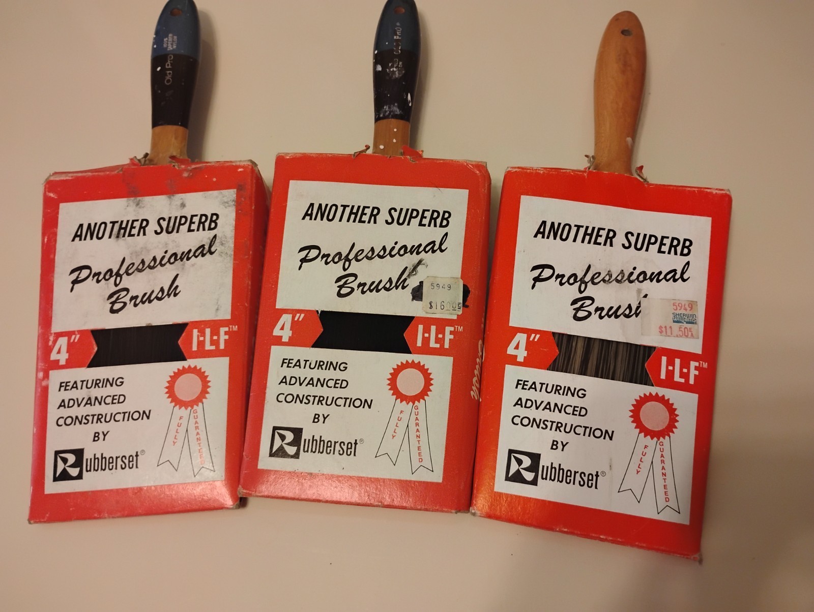 vintage RUBBERSET 4" Large Nylon Paint Brush lot