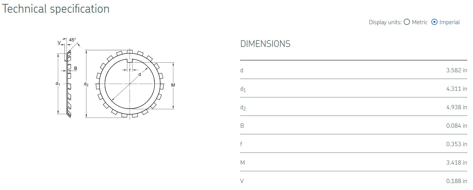 W-18 Lock Washer 3.582" ID 4.938" OD