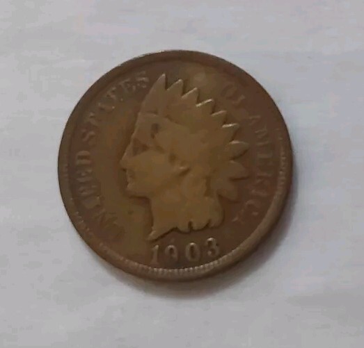 1903 Indian Head Bronze One Cent Coin-Full Date & Rim Nice Planchet Free Post