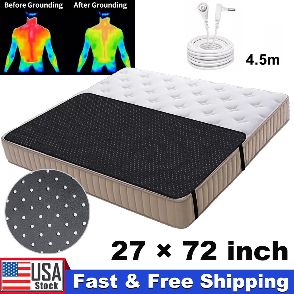 Grounding Mat Conductive Carbon Pad for Sleep with 15Ft Grounding Cord 27" x 72"