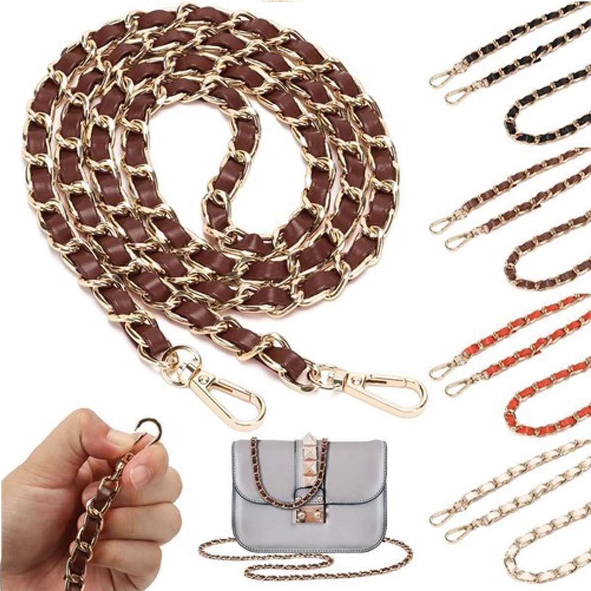 US Metal PU Purse Chain Strap Handle Shoulder Bag Replacement Crossbody Handbag