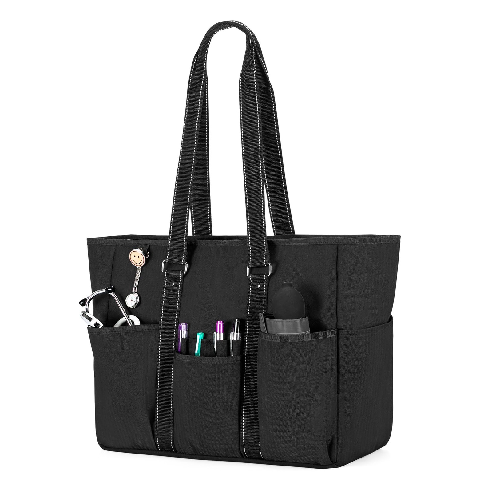Damero Nurse Tote Bags, Nurse Bag with Padded Laptop Sleeve and Mutiple Pockets