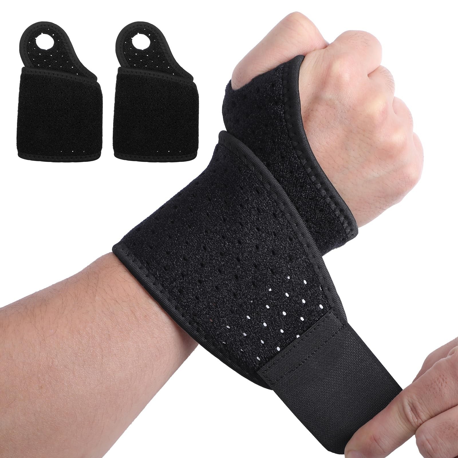 WLLHYF 2 Pack Ultra-Thin Mesh Wrist Wraps Breathable Adjustable Compression...