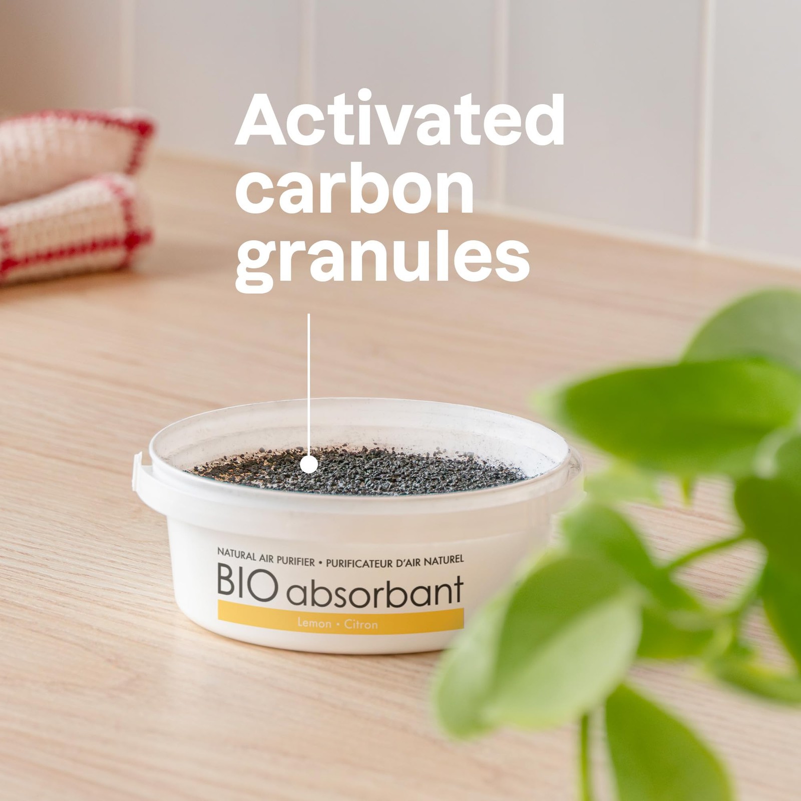 Bio Absorbant Air Purifier with Activated Carbon, Plant- and Mineral-Based, A...