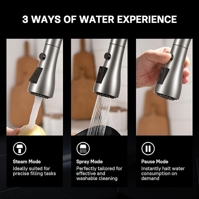 Single Handle Kitchen Sink Faucet Pull Down Spray High Arc Single Hole Mixer Tap