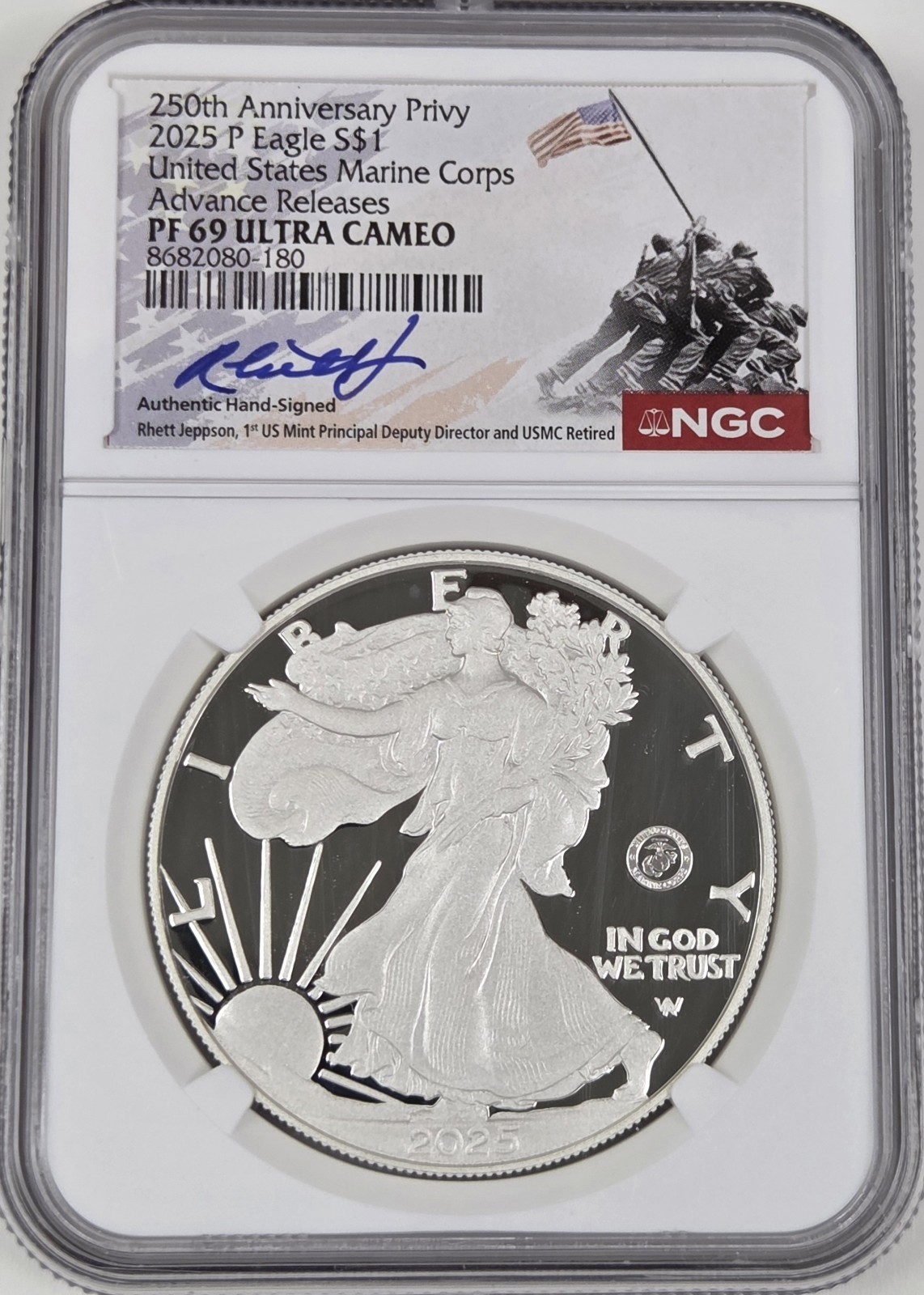 2025 P Marine Corp Privy Advance Release PF69 NGC signed Rhett Jeppson POP 250