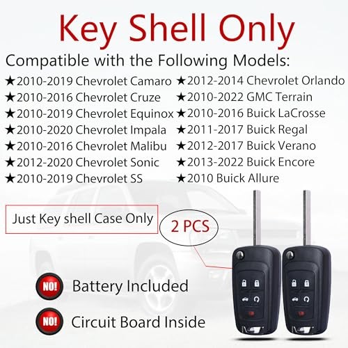 MechanMagic Key Fob Shell Case Replacement 5 Button for Chevy Cruze Camaro