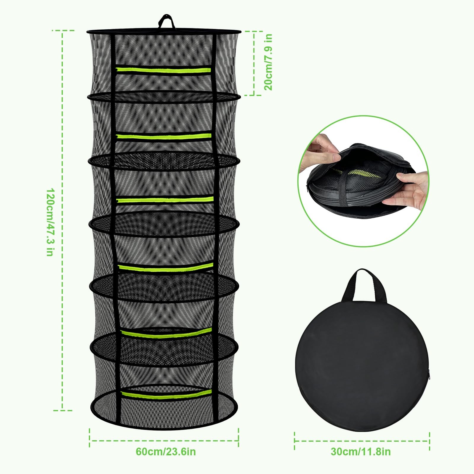 Herb Drying Rack Mesh Hanging with Zipper & Pruning Shears for Drying Herb