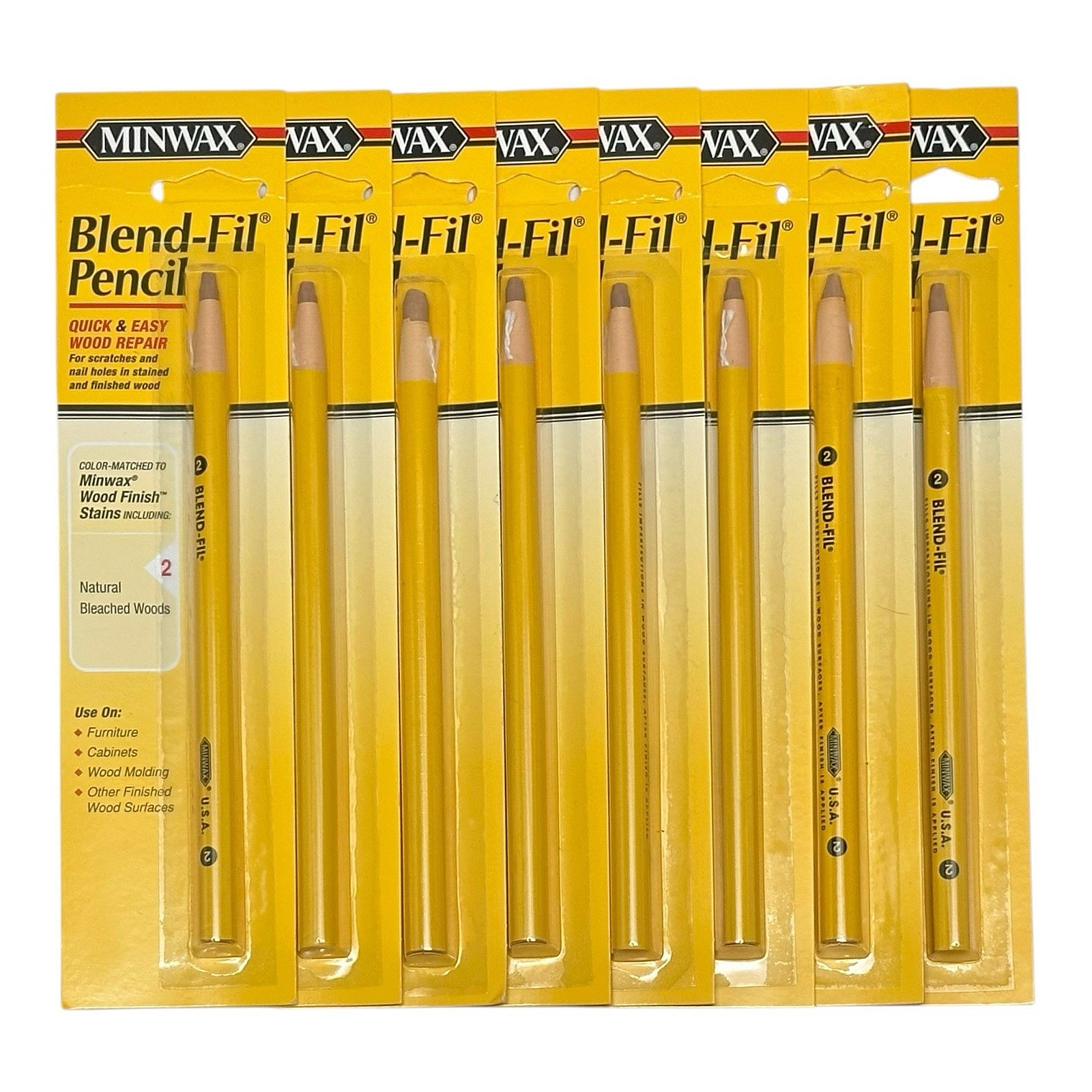 MINWAX BLEND-FIL WOOD REPAIR PENCIL #2 NATURAL BLEACHED WOODS - LOT OF 8