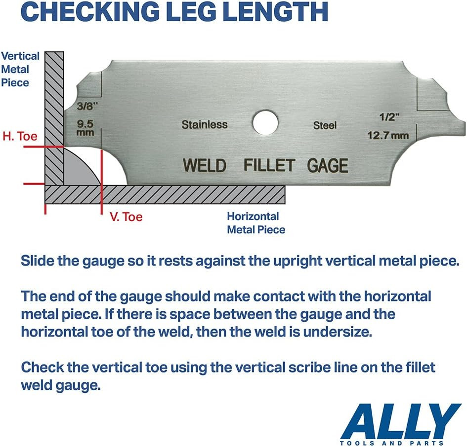 Ally Tools 7 Piece Fillet Welding Inspection Gauge Set Includes Leather Case - (