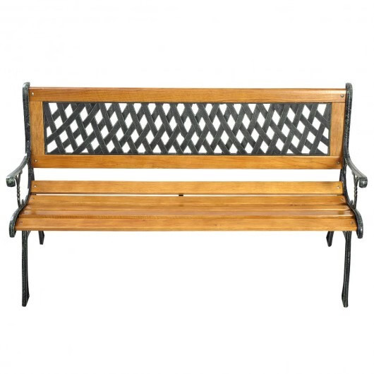 Outdoor Cast Iron Patio Bench - Color: Brown