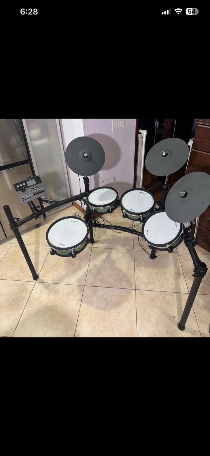 HAMPBACK  ACE-530 Electric Drum Set, Dual-Layer Mesh Heads, Independent Hi-Hat