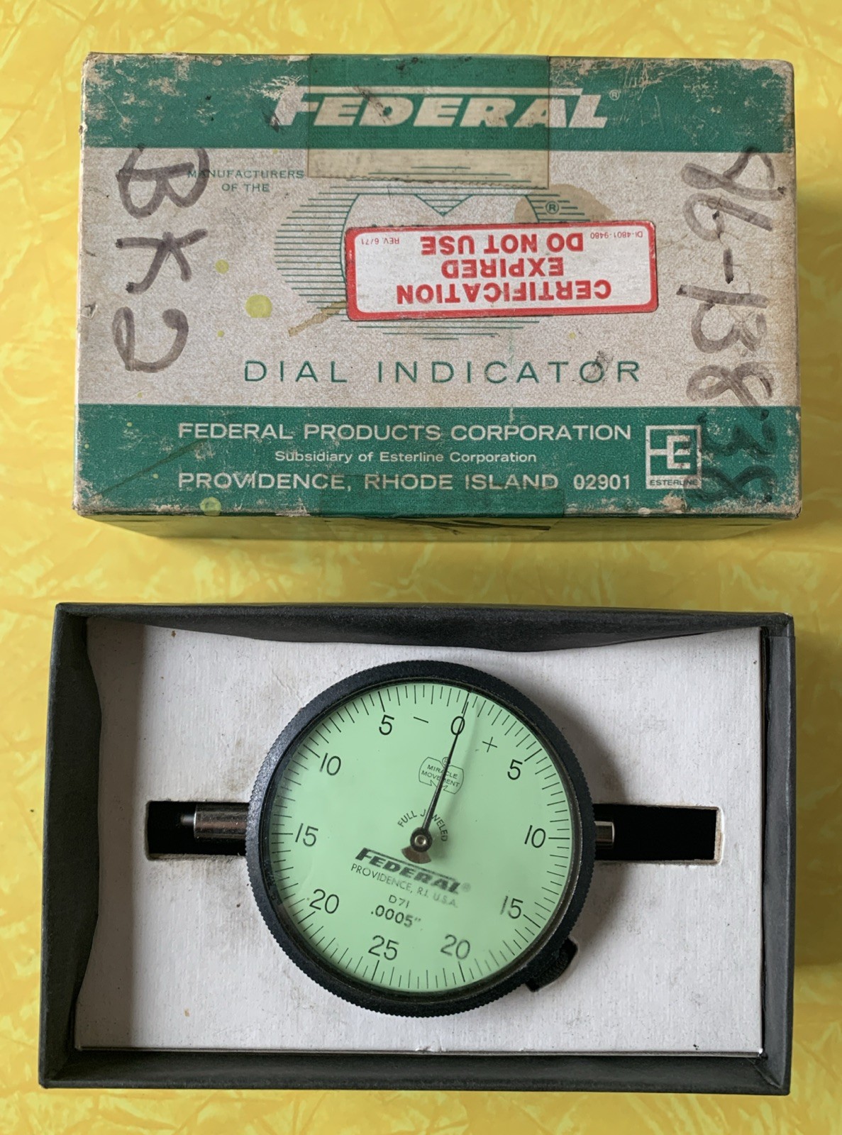 Federal Precision Measuring Inst. D71 Dial Indicator  .0005" Miracle Movement