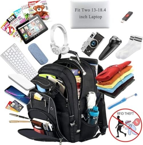 18.4 Laptop Backpack for unisex, 60L Extra Large Gaming Laptops Back Grey