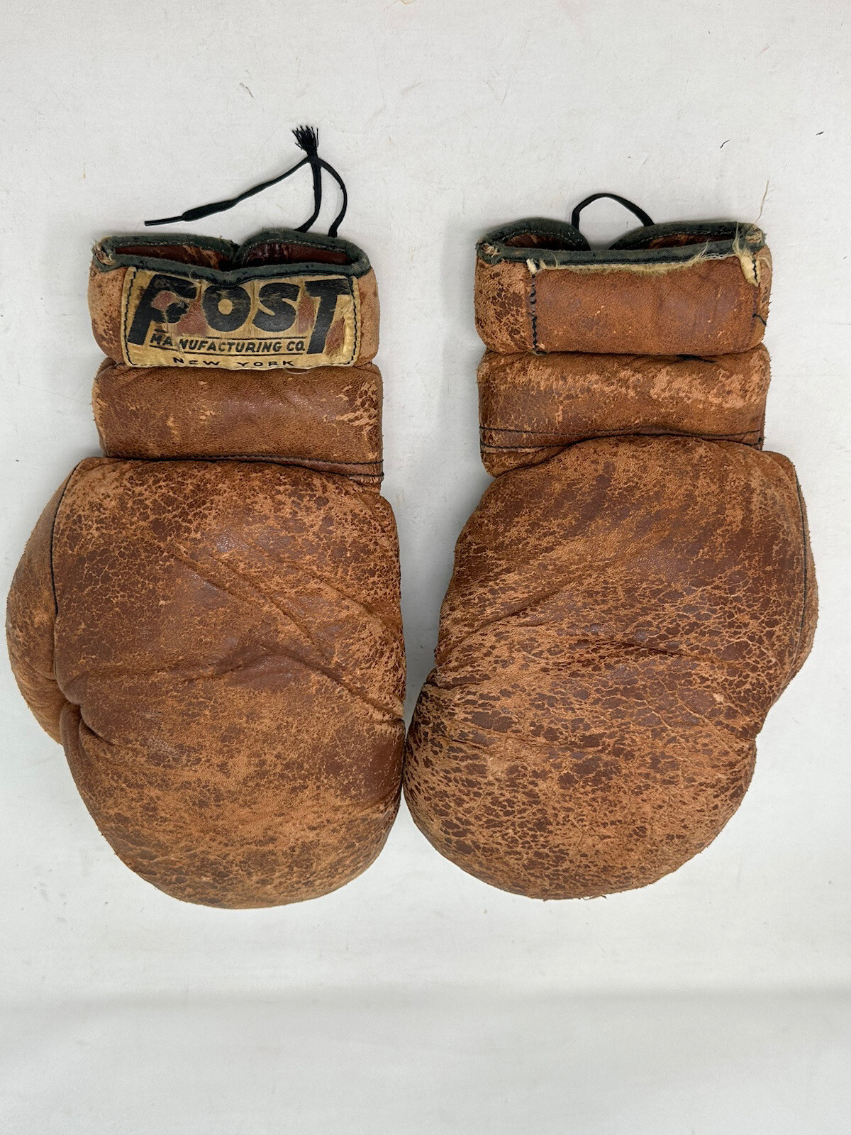 Vintage Boxing Gloves 1950's Leather POST Man Cave Barware Display Lace Up