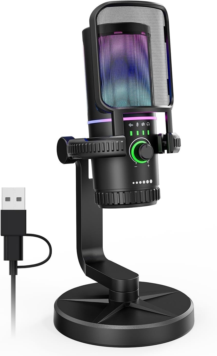 SINWE Gaming Microphone with Noise Cancelation & Gain Control- USB PC Black