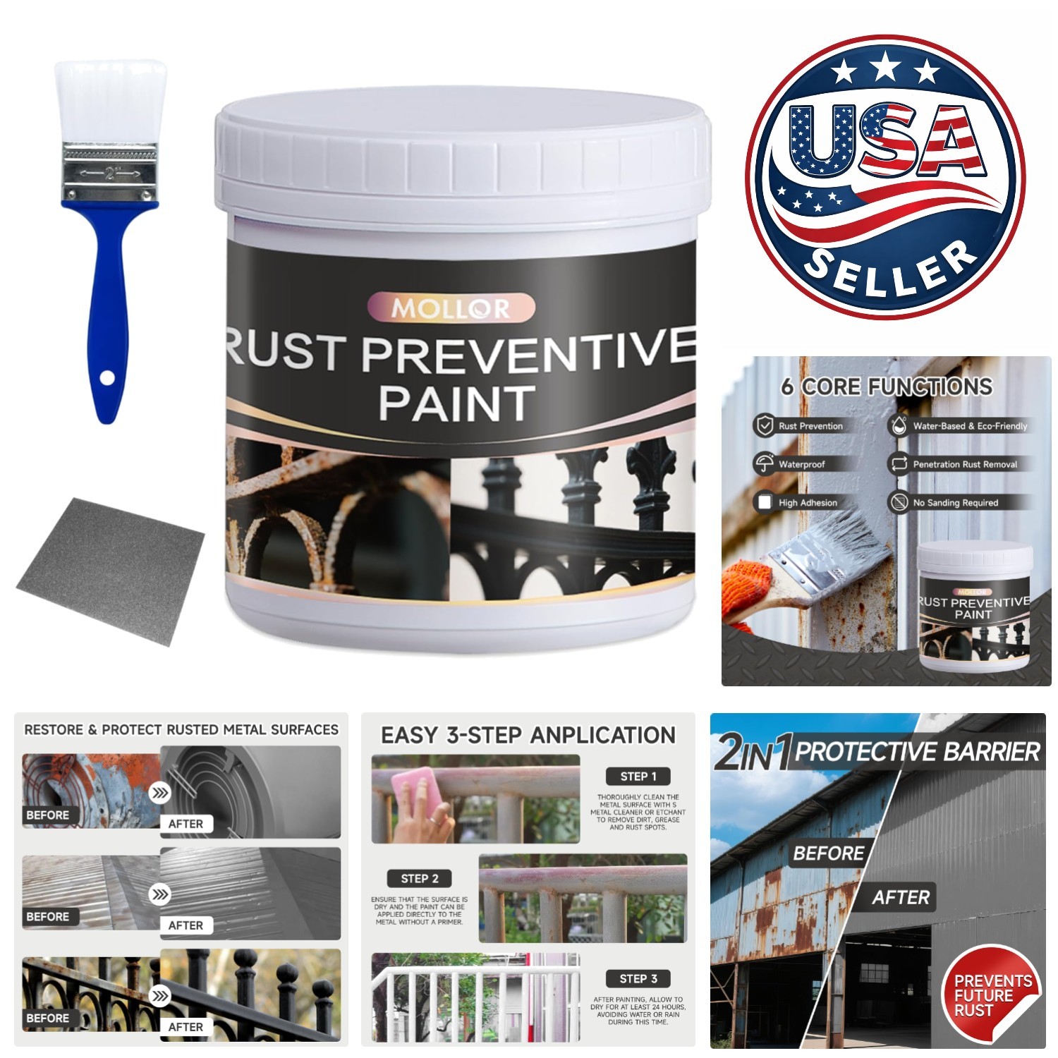 Versatile 2-in-1 Rust Converter & Primer for Metal - 17.5 Oz, Easy Application