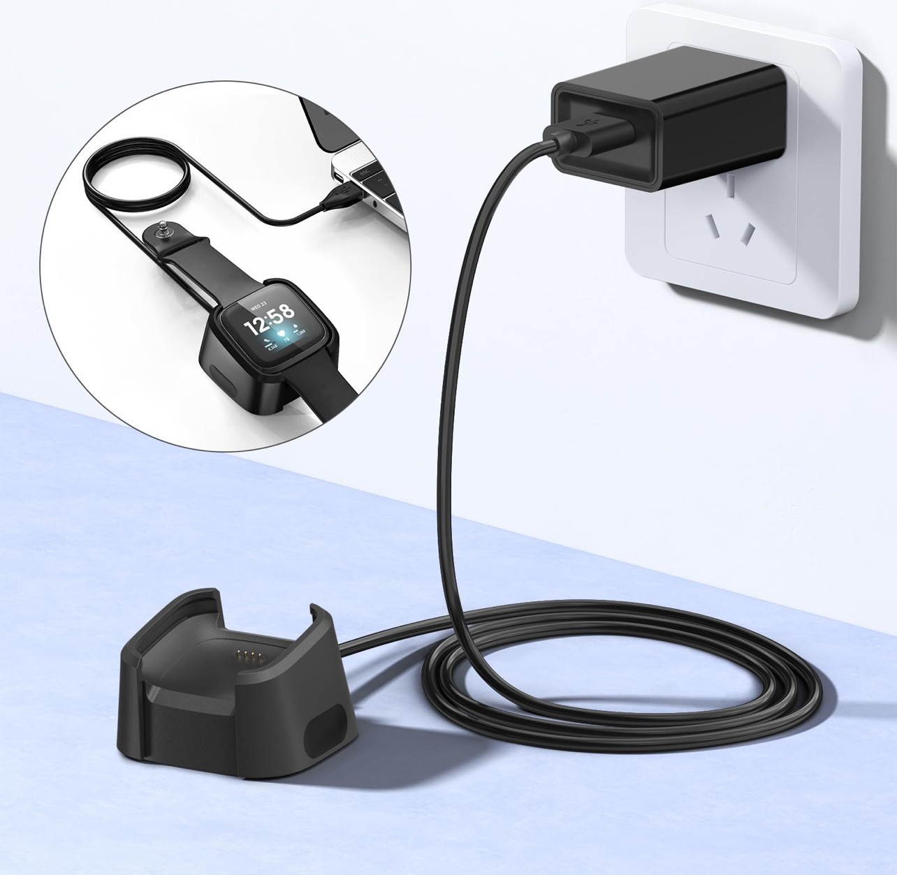 NEW Fitbit Versa 2 & Versa 2 SE USB Charging Dock Station Cable Charger