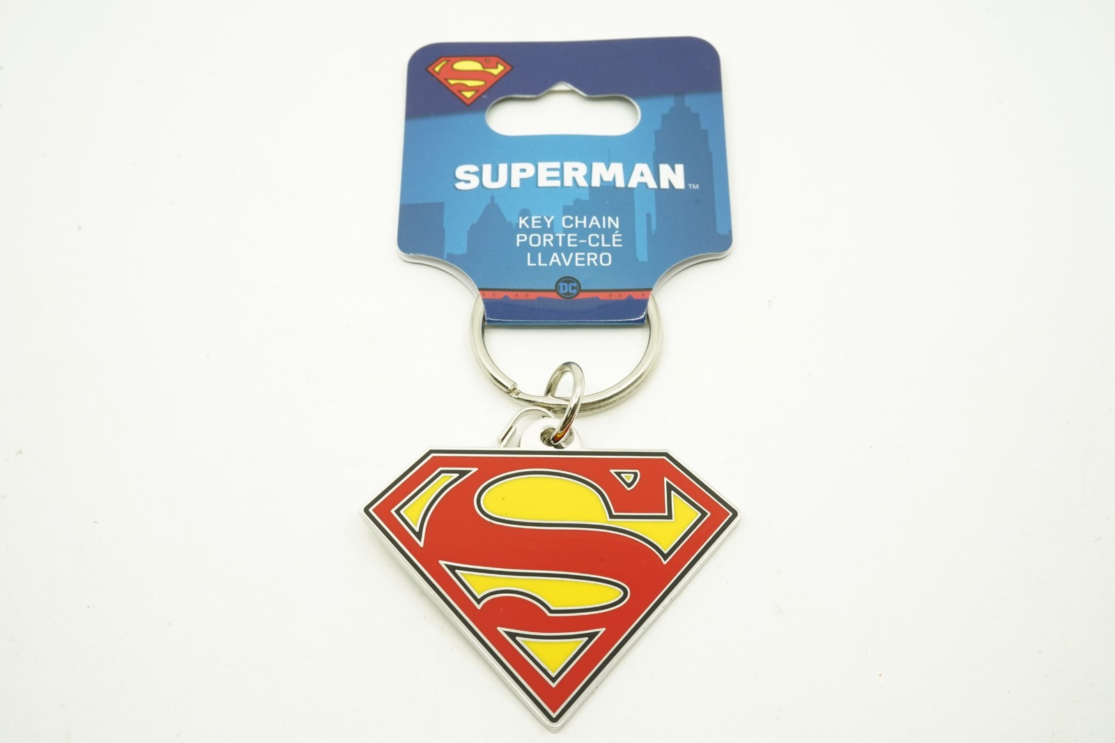 Superman Licensed Red & Yellow Logo Metal Keychain Keyring