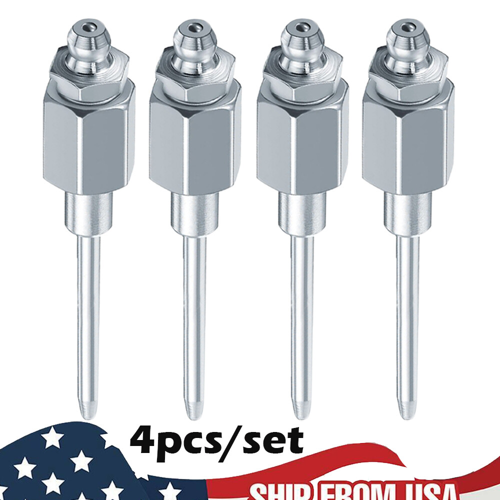 4Pcs Silver Grease Gun Needle Tip of The Mouth Removable Needle Nose Head Nozzle