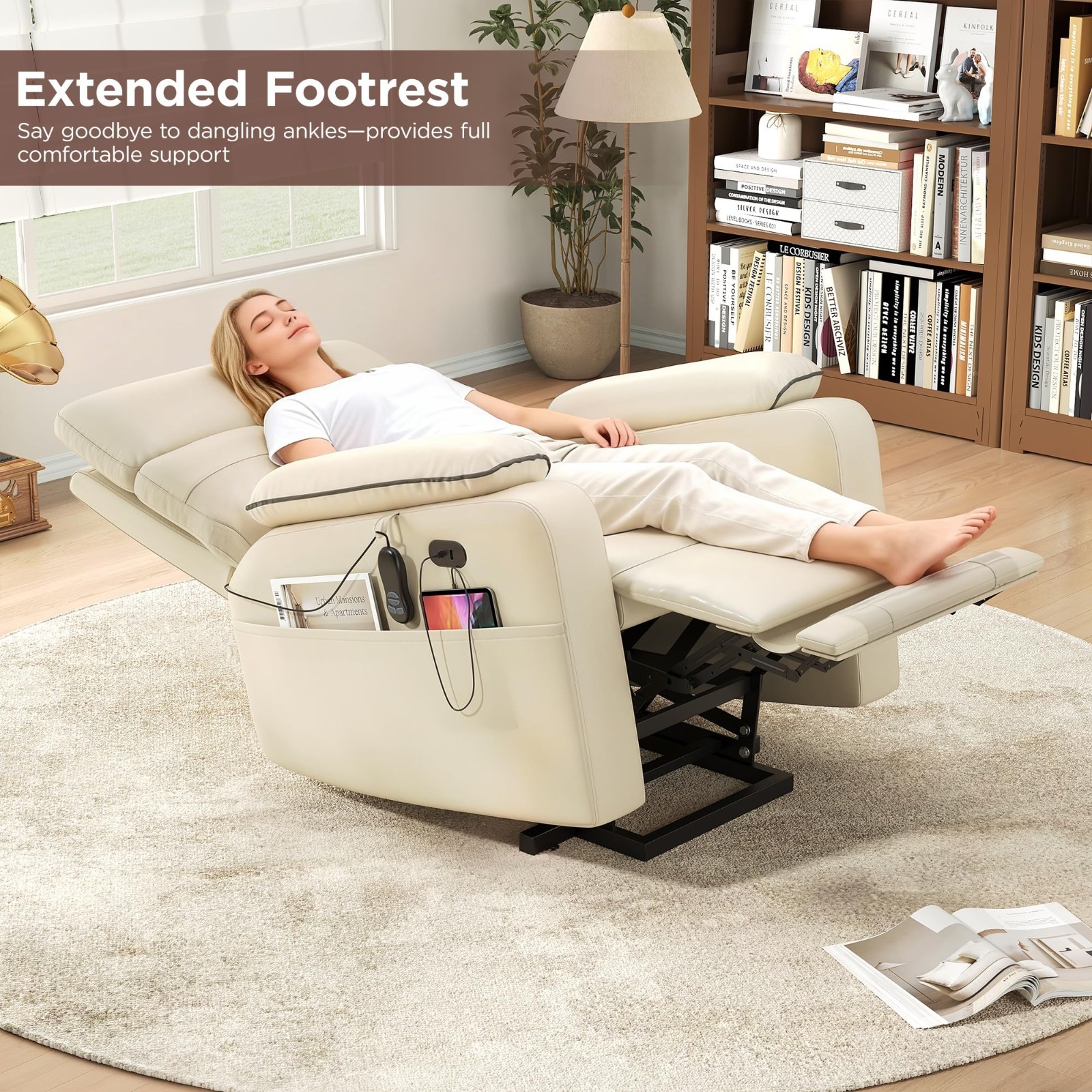 Power Lift Recliner Chair for Elderly, Faux Leather Dual Motor Power Recline Cha