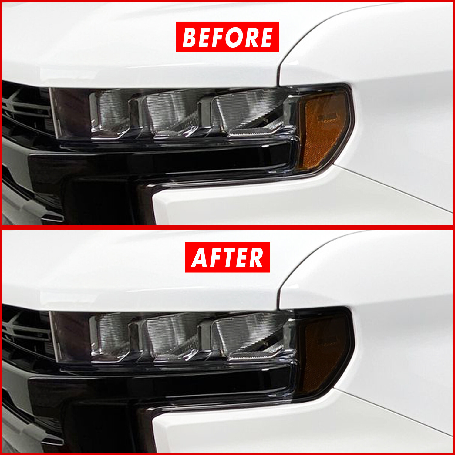 FOR 19-21 Chevy Silverado LTZ RST Headlight Side Marker Smoke Vinyl Tint Overlay