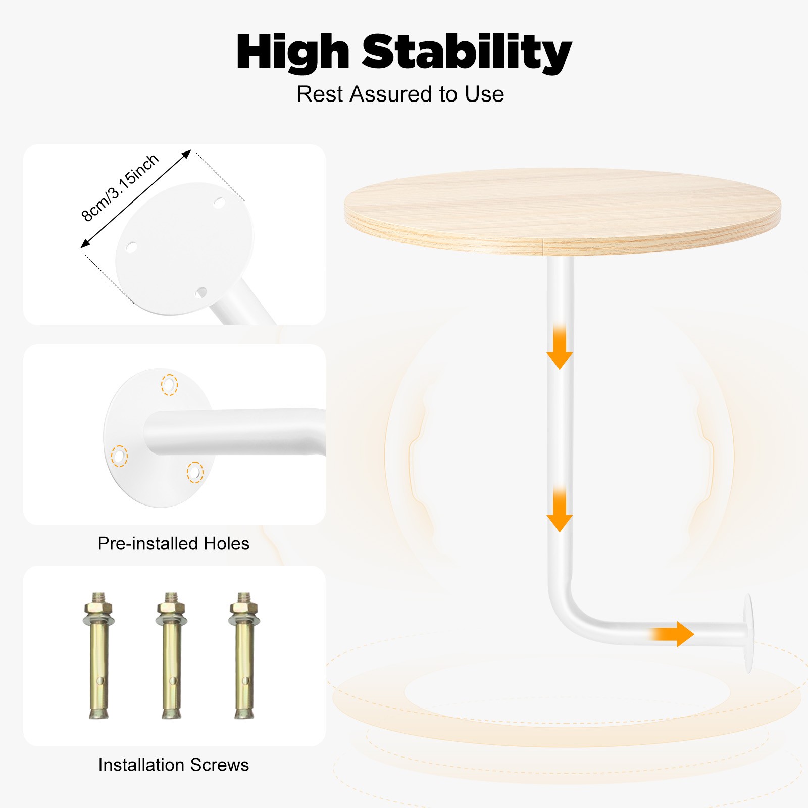 L-Type Round Table Wall-Mounted Bar Table Snack Table Minimalist Style