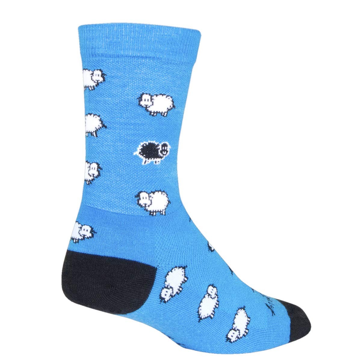 SockGuy Black Sheep 6in Wool Crew Cycling Sock - One Size,