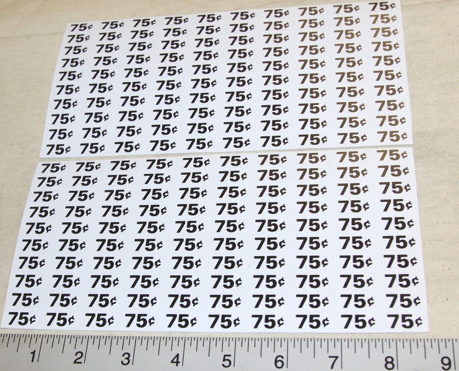 Automatic Products AP snack vending machine price label stickers - $.75 & $.70