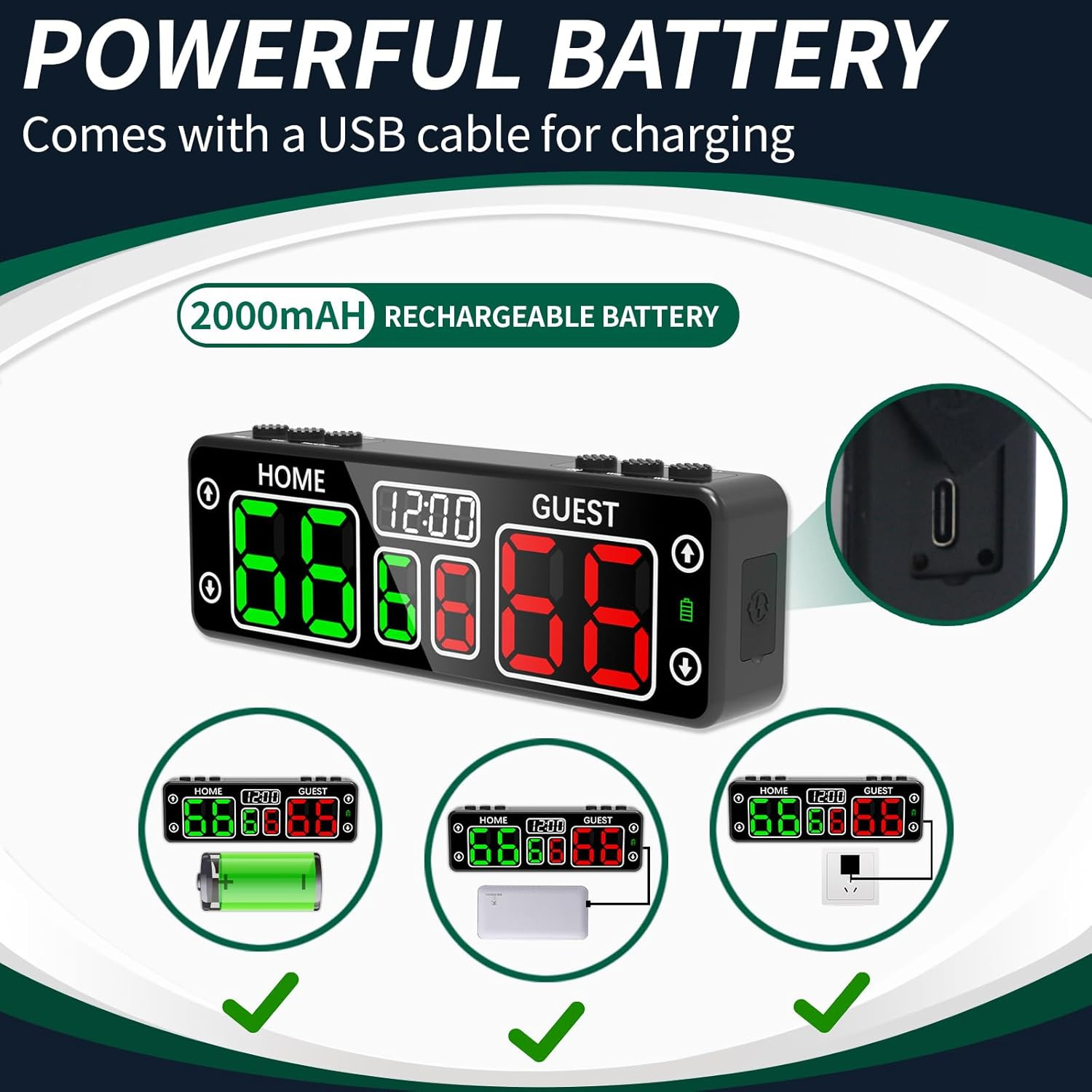 Upgraded Digital Scoreboard with Timer, Mini Magnetic Electronic Scoreboard, LED