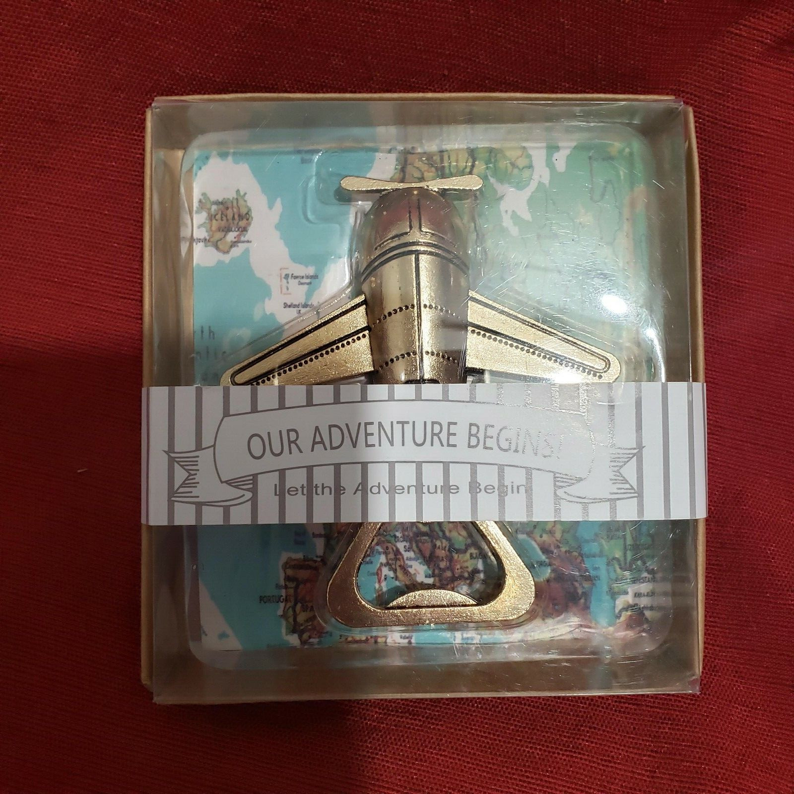 New in box Our Adventure begin Plane Bottle opener