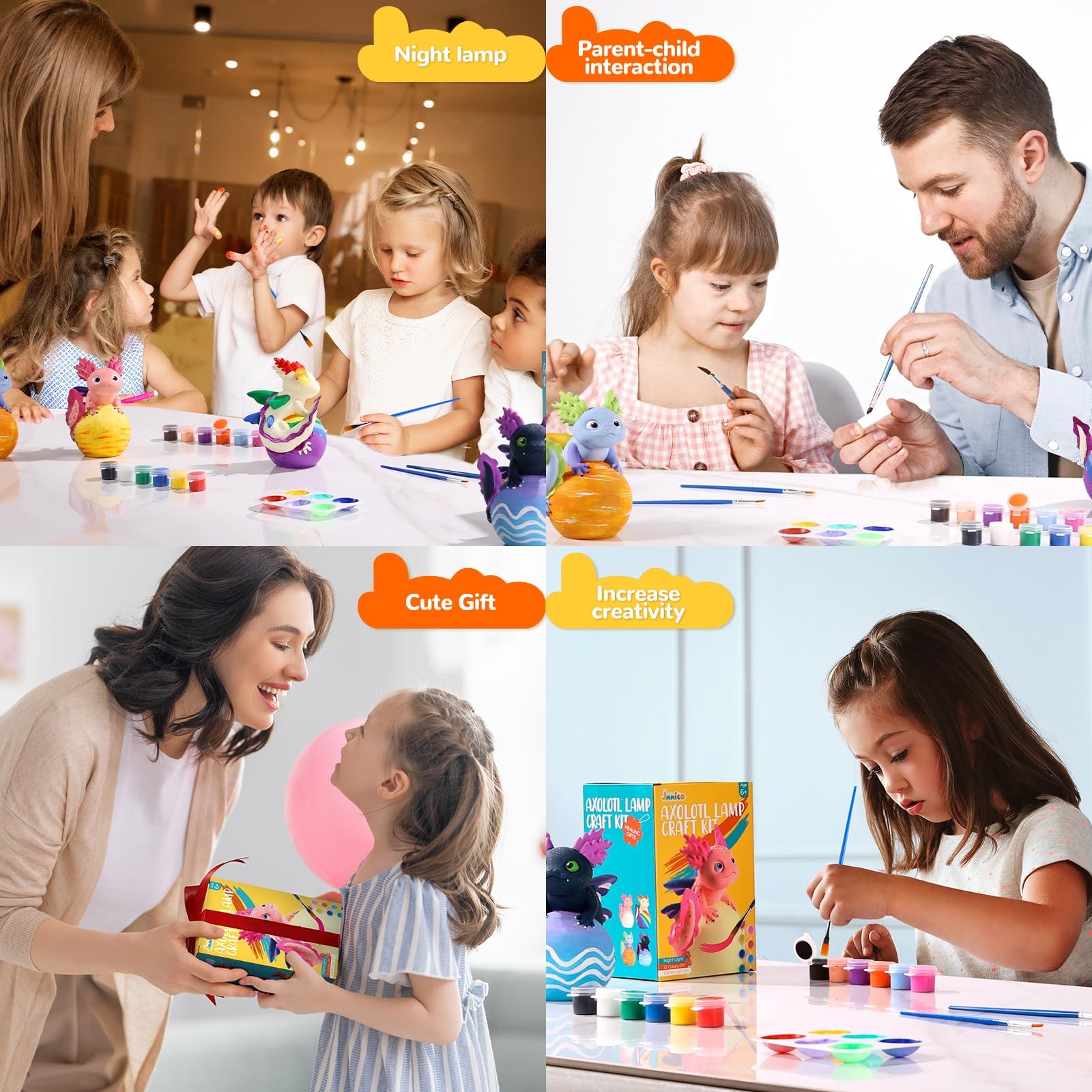 Paint Your Own Axolotl Lamp Kit, Axolotl Crafts Night Light, Arts and Crafts ...
