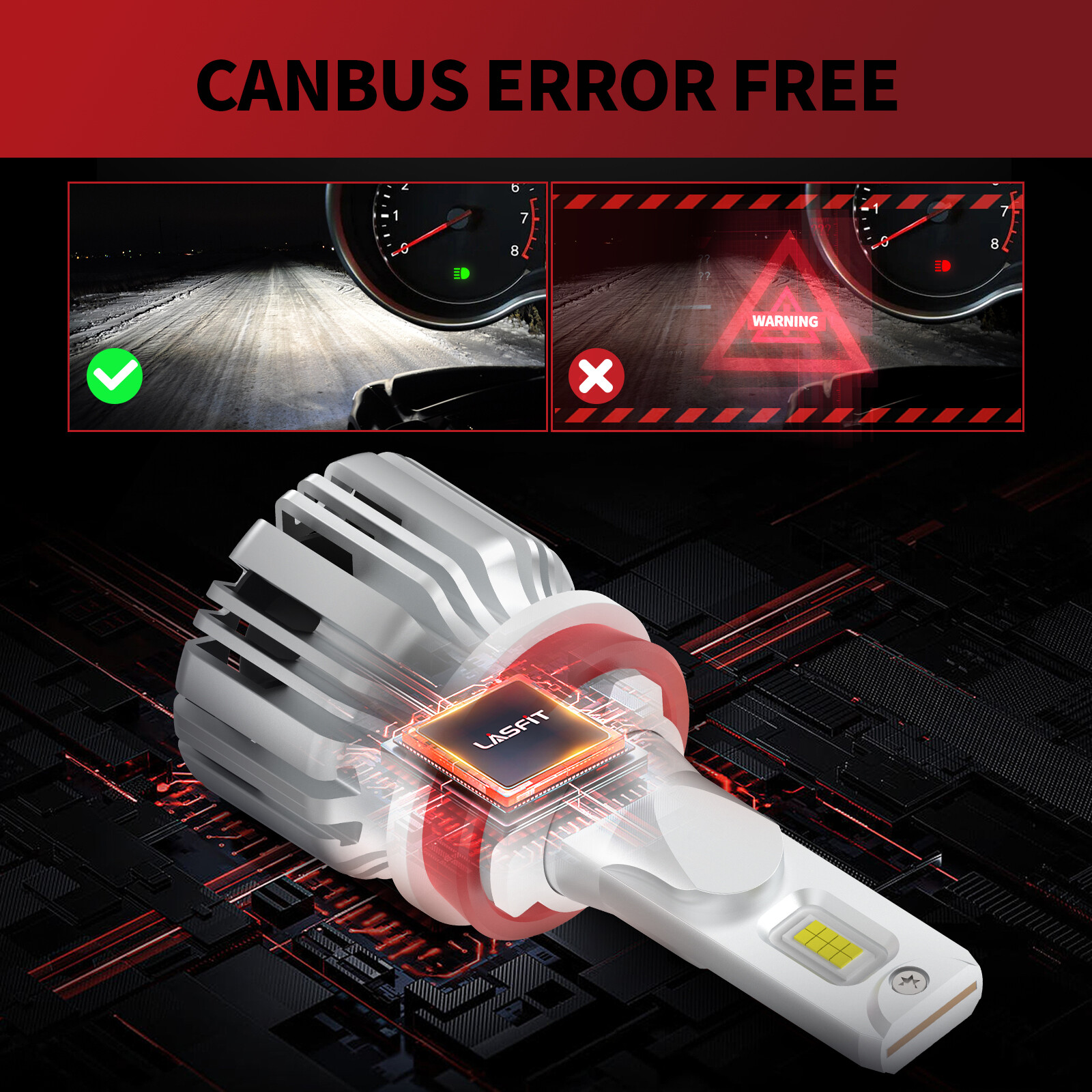 LASFIT H11 LED Headlights Kit Low Beam Bulb Super Bright 6000K Cool White 5000LM