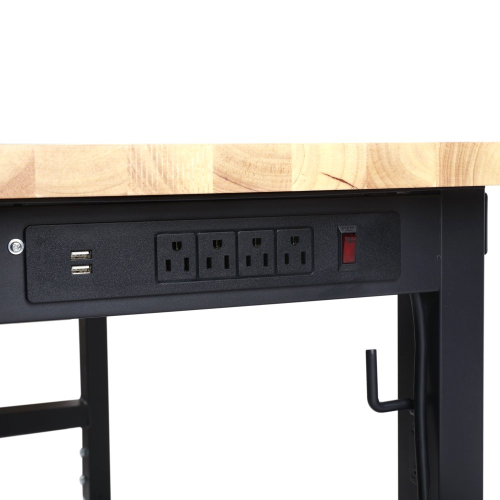 GARAGE WORKBENCH 4-Ft Table Heavy-Duty Adjustable Height Steel Frame