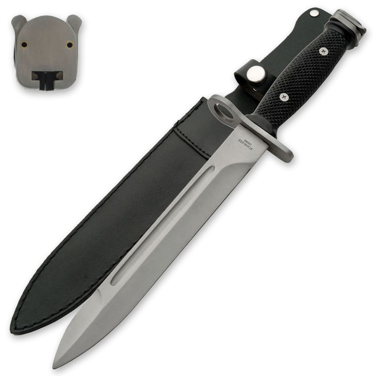 Exclusive 14" Bayonet WWII Stainless Steel Fixed Knife with Sheath