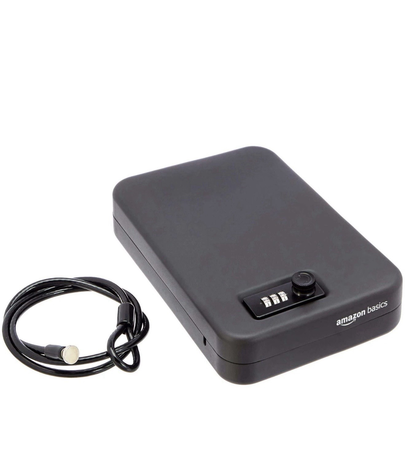 Amazon Basics Portable Security Case Lock Box Safe with Large, Black