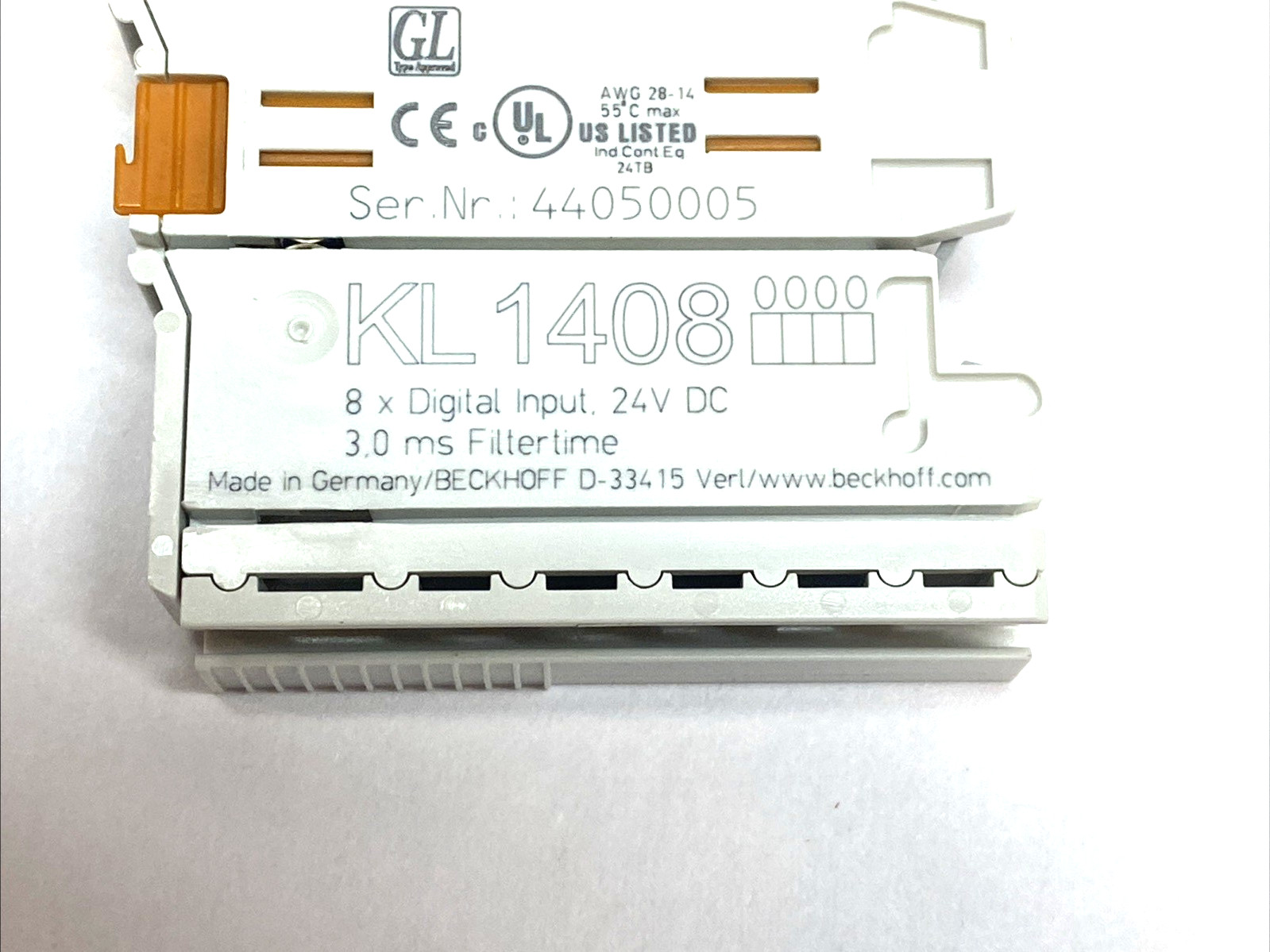 Beckhoff KL1408 Bus Terminal 8‑Channel 24V DC Digital Input 3ms Filter 1‑Wire