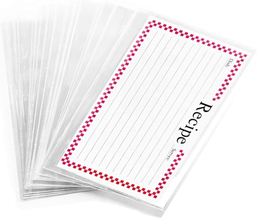 Clear 3x5 Inch Recipe Card Cover,Index Sleeve,100 Pack Inches,