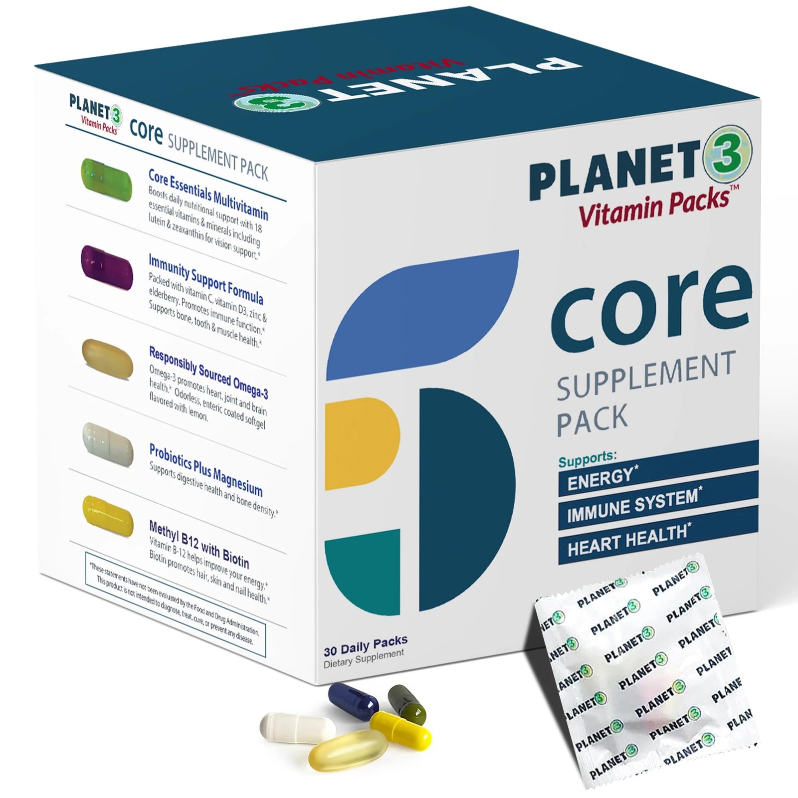 Daily Vitamin Packs for Men & Women – Immune, Energy & 1 Count (Pack of 30)