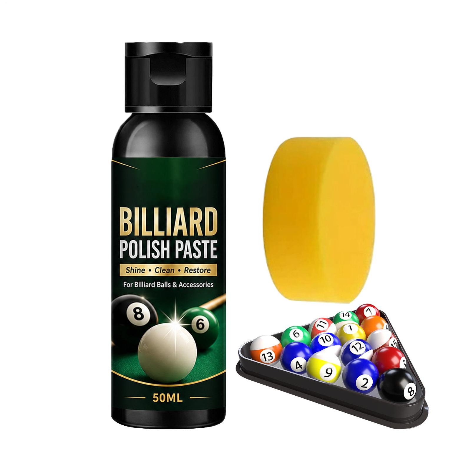 50ml Billiard Ball Polish Paste with Sponge Pool Billiards Ball Cleaner