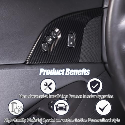 Door Lock Switch Button Cover Trim Compatible with Chevy carbon fiber pattern
