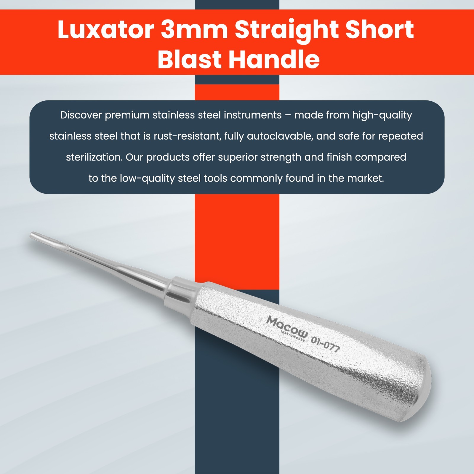 Dental Luxator Root Elevator 3mm Straight Tooth Extraction Instruments