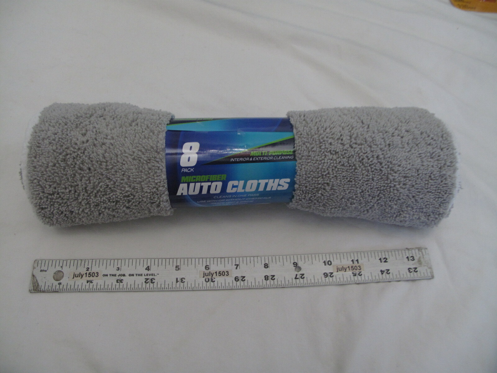 (8) NEW Gray/White 14" x 14" Microfiber Cleaning Towels Auto Home Dust / (bb)