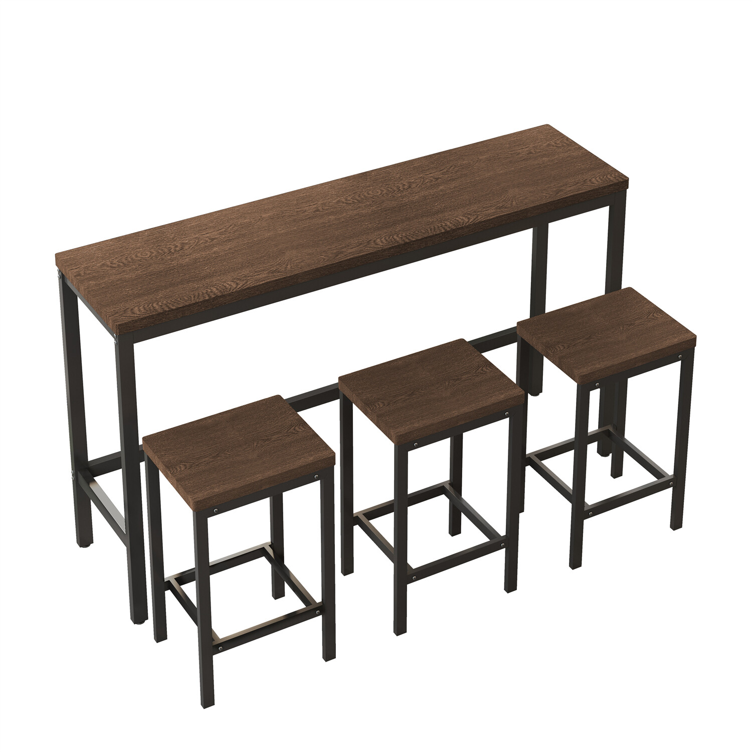 4 Piece Dining Table Set Table with 3 Stools Kitchen Breakfast Furniture US