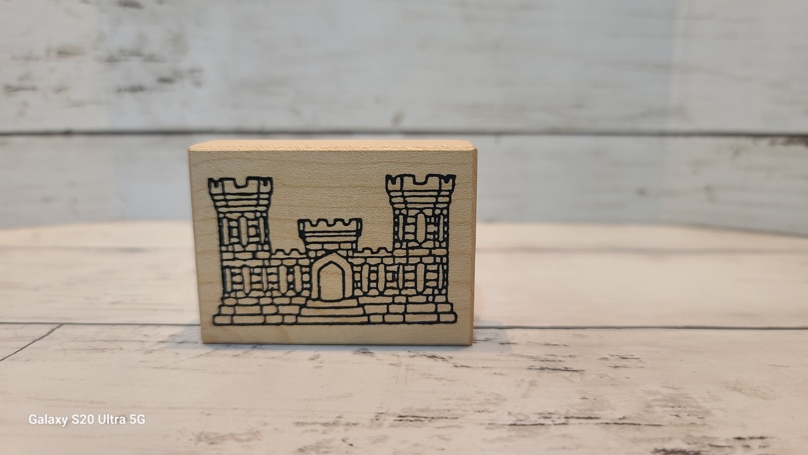 Army Engineer Castle Military Wood Mounted Rubber Stamp, Rare, New