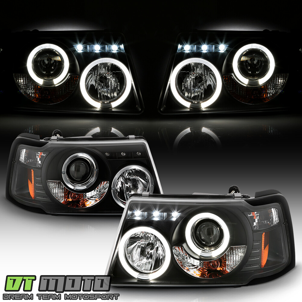 Blk 2001-2011 Ford Ranger LED Halo Projector Headlights w/Built In Corner Lamps