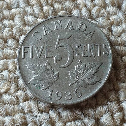 5 Cents 1936 Canada Coin  By coin_lovers