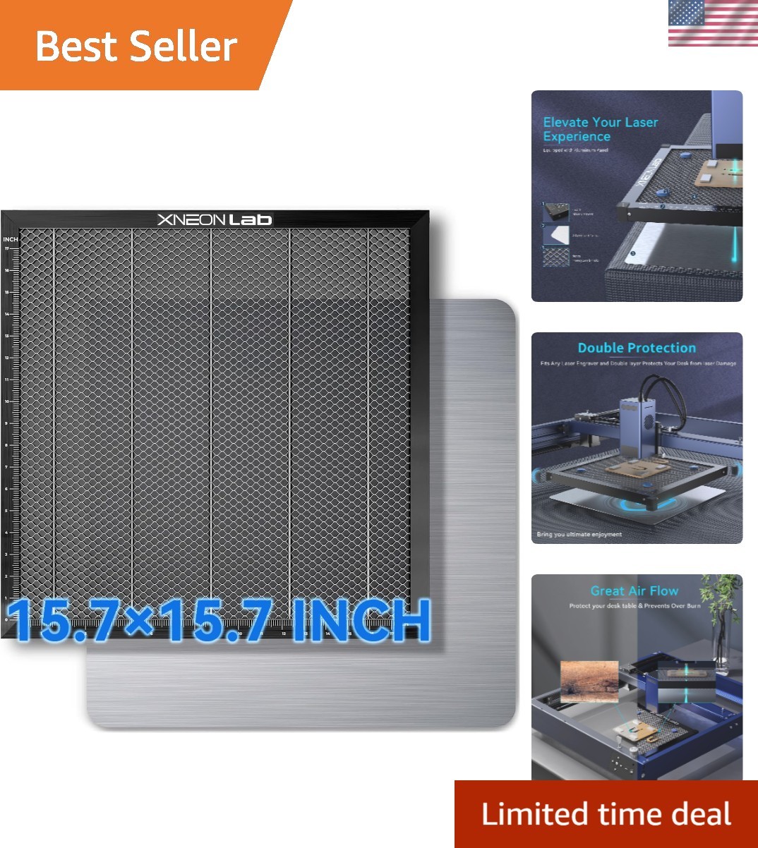 Honeycomb Laser Bed - 400x400mm, Aluminum Panel for XTool & Most Engravers