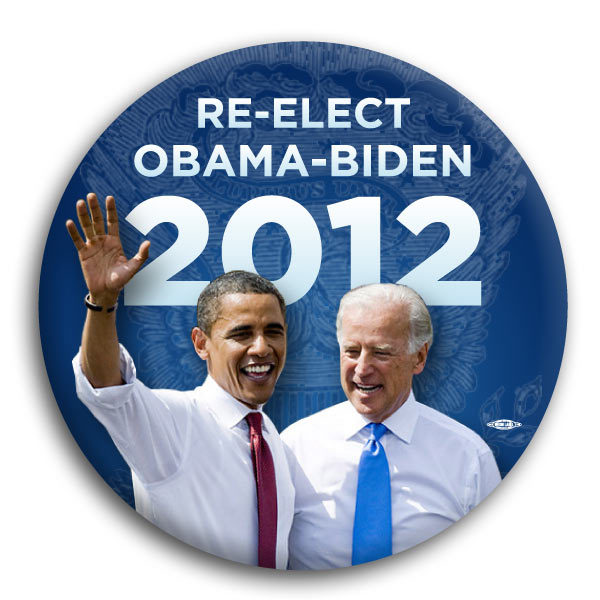 Re-Elect Barack Obama Joe Biden 2012 President Button Pin Liberal Democrat 3"